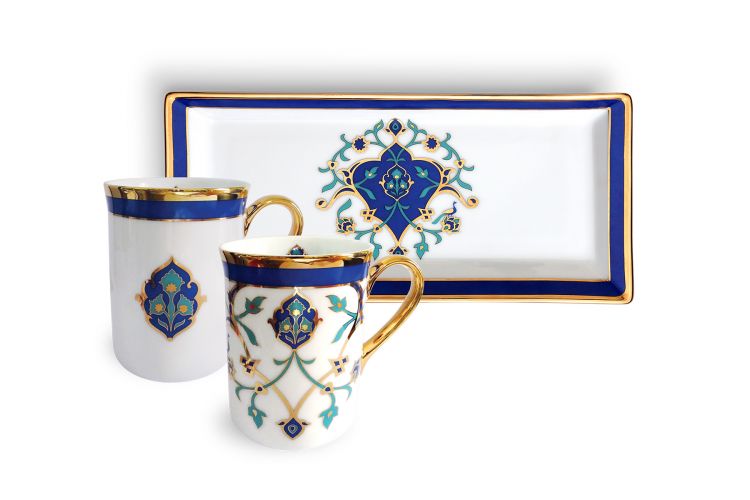SHORES OF PERSIA 2 MUGS AND TRAY SET