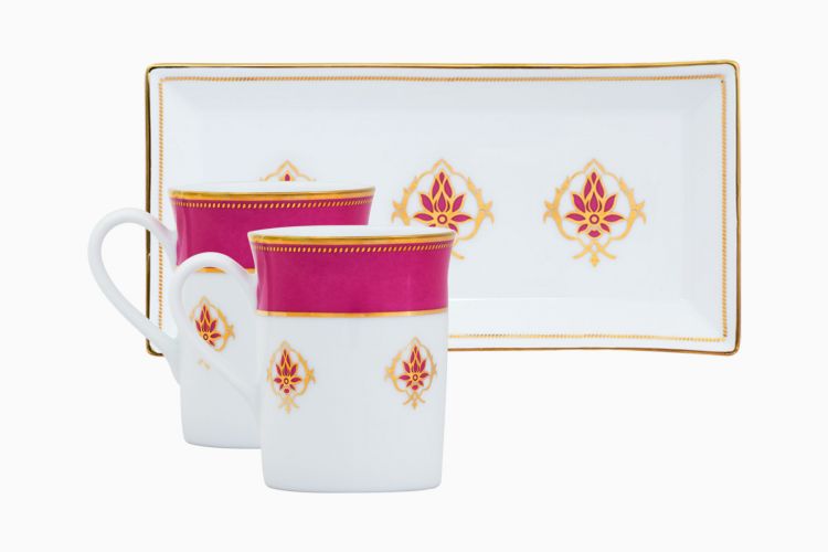 THE LOTUS AT FATEHPUR 2 MUGS AND TRAY SET