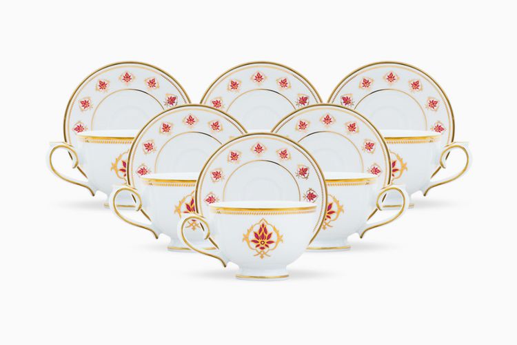 THE LOTUS AT FATEHPUR TEA CUP AND SUACER (SET OF 6)